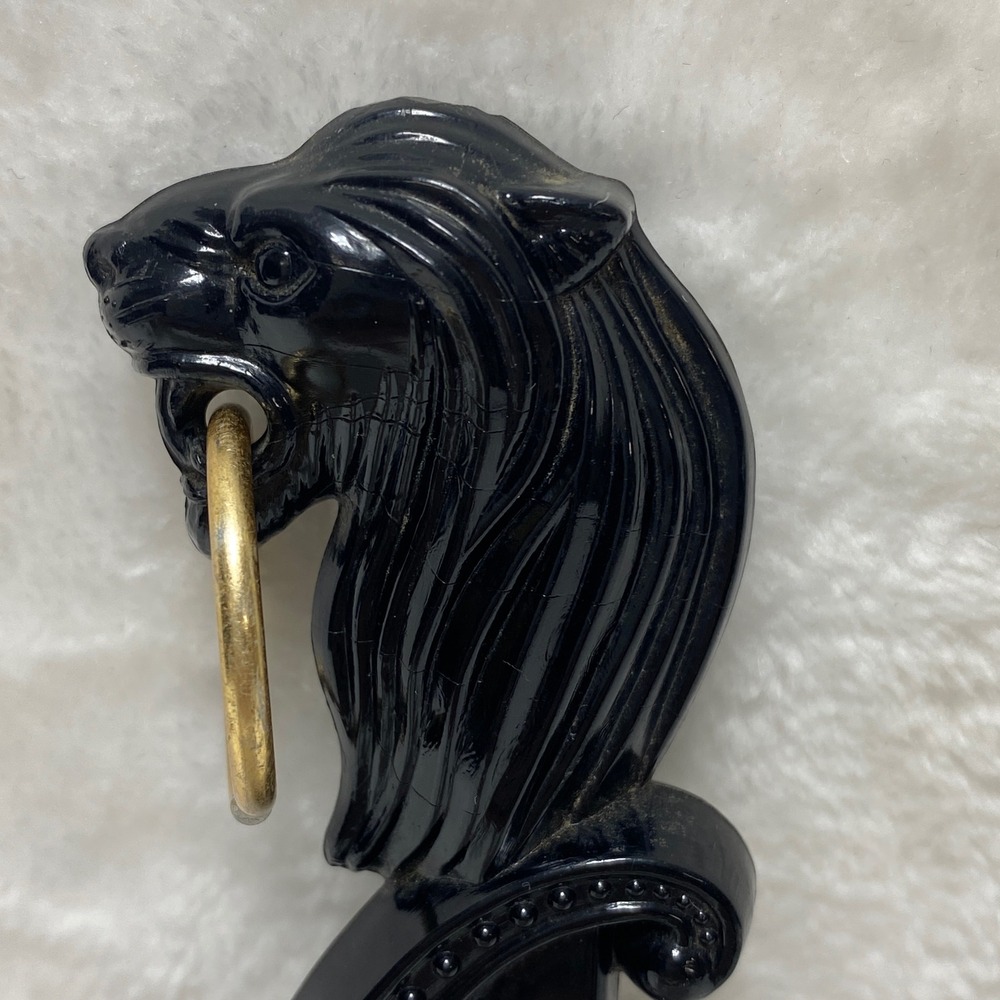 VTG Black Bakelite Lion's Head Shoe Horn Brass Ring Decorative Handle Japan - Picture 6 of 12